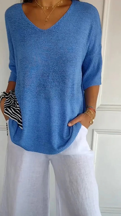 Elin - Knitted top with V-neckline